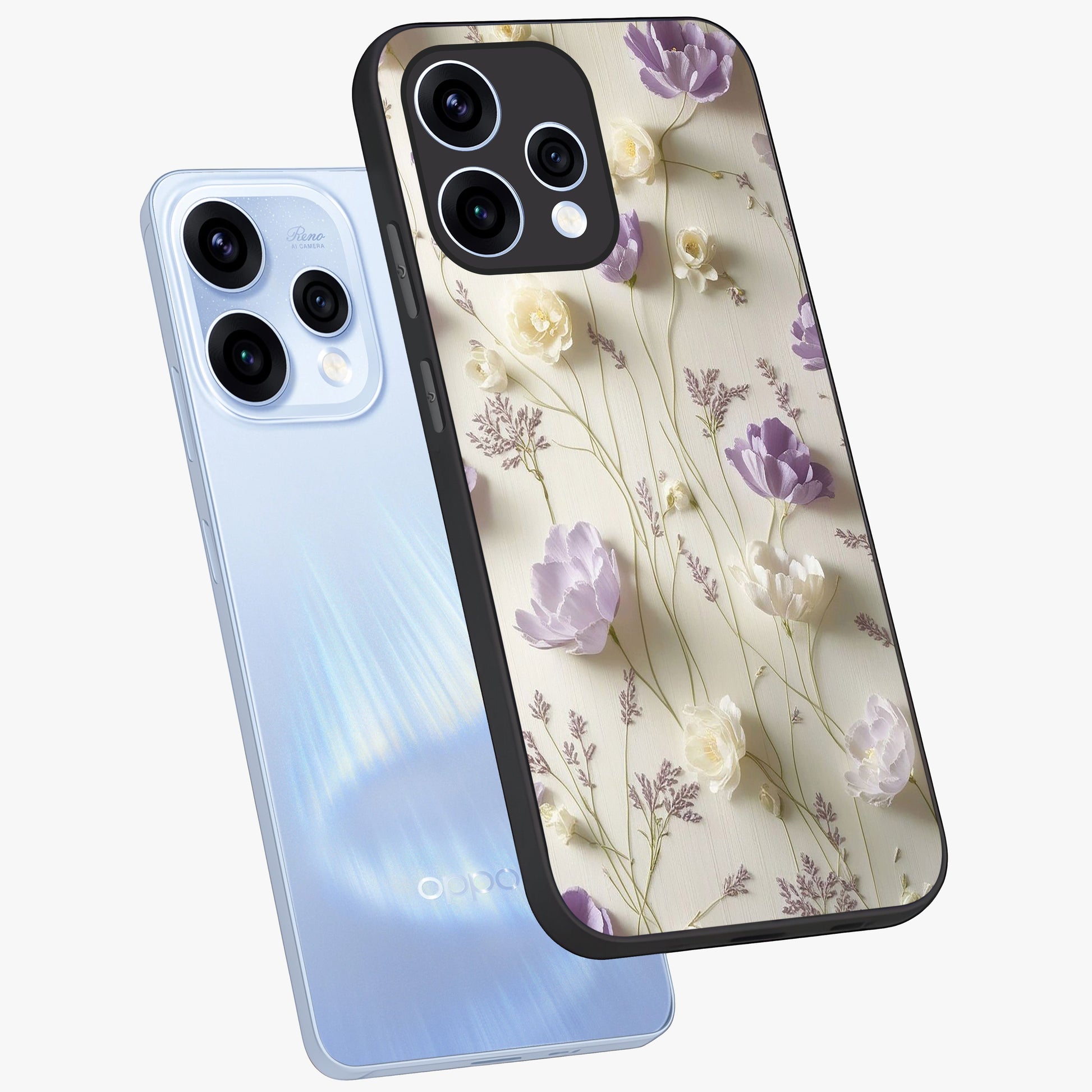 Lilac Breeze Harmony Glass Case displayed in angled mockup highlighting calm lilac breeze design with soothing aesthetic style.
