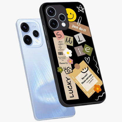 Lucky Aesthetic Collage Glass Case displayed in angled mockup highlighting stylish collage pattern with modern aesthetic vibe.