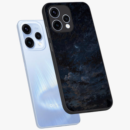 Lunar Veil Silence Glass Case displayed in angled mockup highlighting soft lunar design with peaceful celestial aesthetic.
