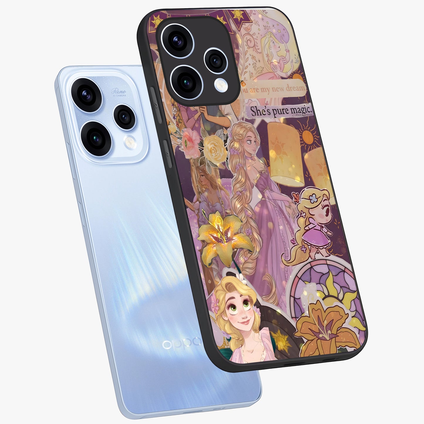 Magical Tangled Dream Glass Case displayed in angled mockup highlighting whimsical fantasy design with magical aesthetic.