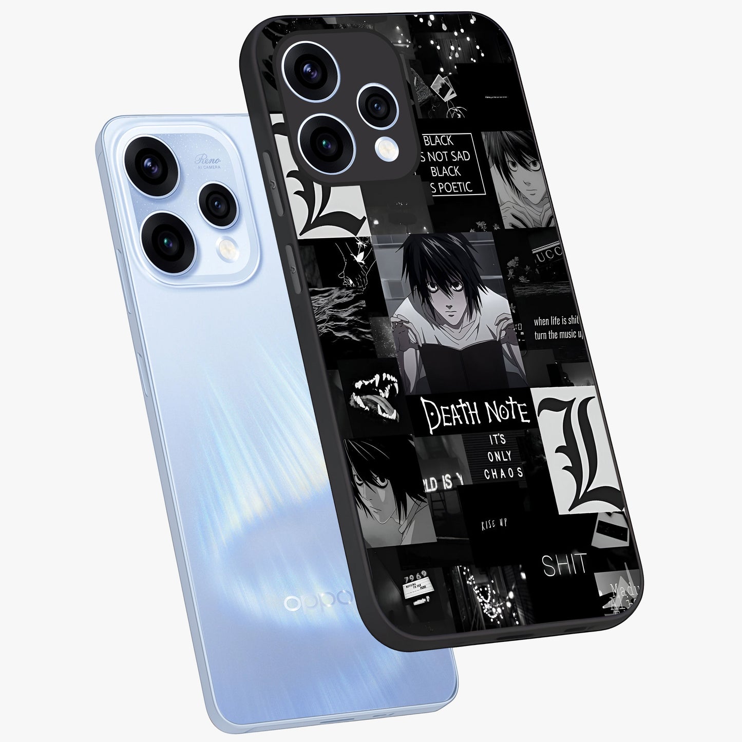 Midnight Chaos Mind Glass Case displayed in angled mockup highlighting chaotic artistic design with dramatic midnight aesthetic.