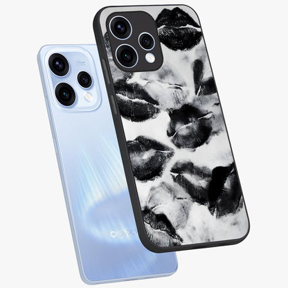 Midnight Kiss Marks Glass Case displayed in angled mockup highlighting playful romantic design with bold midnight aesthetic.