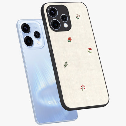 Minimalistic Blue With White Flower Pattern Glass Case displayed in angled mockup highlighting simple floral design with minimal aesthetic.