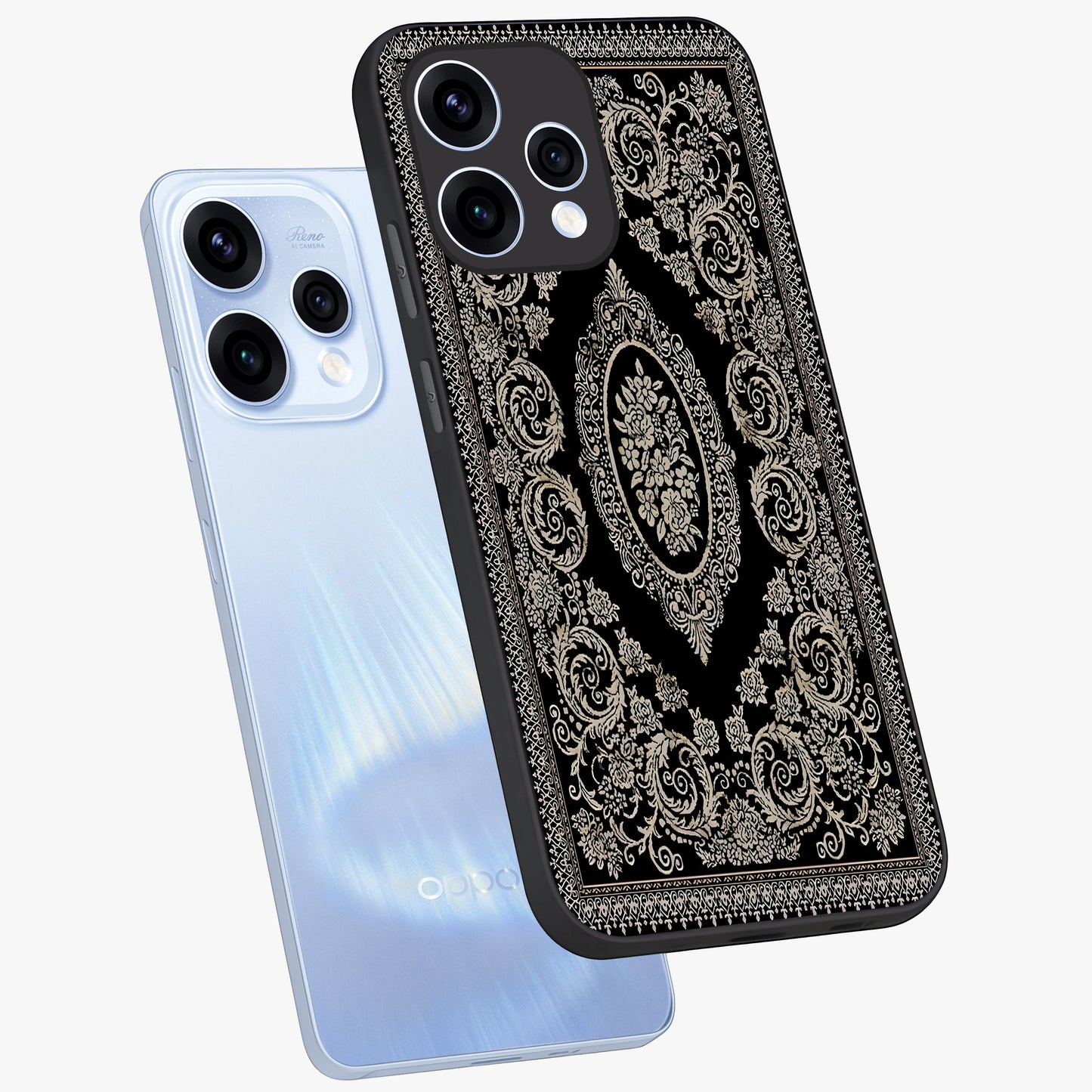 Noir Bloom Elegance Glass Case displayed in angled mockup highlighting refined flower design with stylish noir aesthetic.