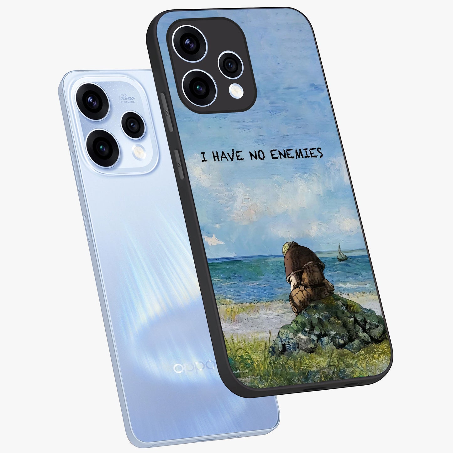 Peace Beyond War Glass Case displayed in angled mockup highlighting meaningful message design with artistic aesthetic style.