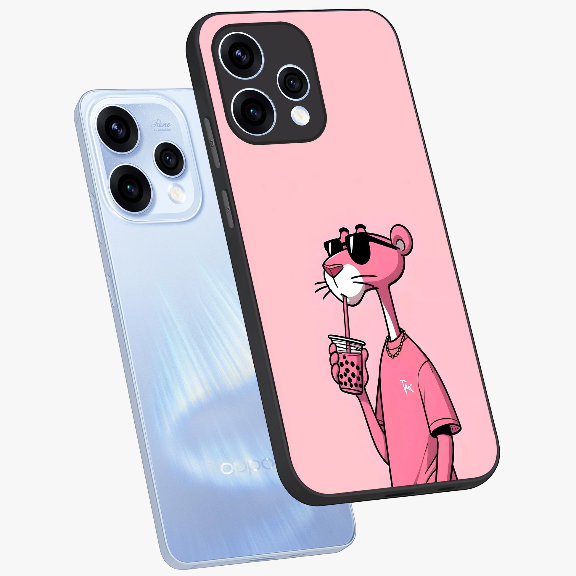 Pink Panther Glass Case displayed in angled mockup highlighting playful cartoon character design with vibrant pink aesthetic.