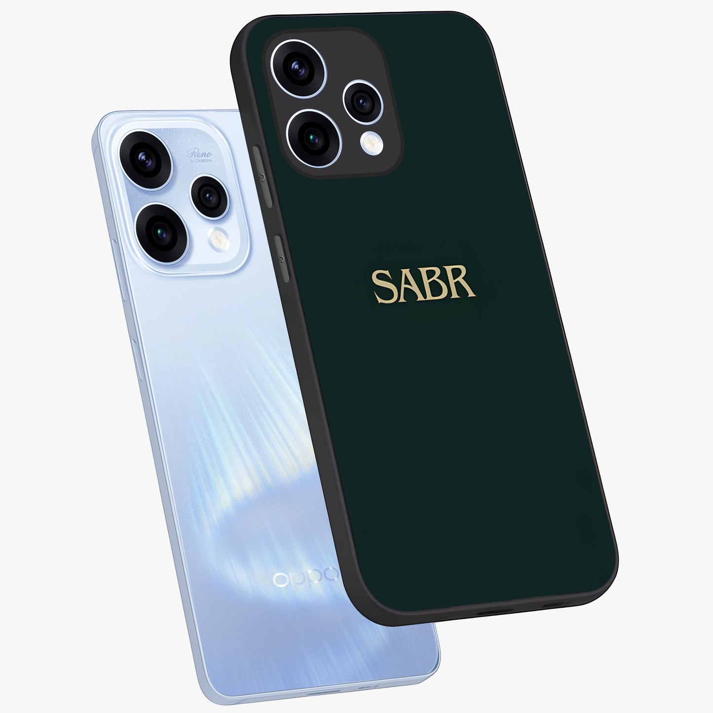 Sabr Minimal Patience Glass Case displayed in angled mockup highlighting simple inspirational design with clean aesthetic style.