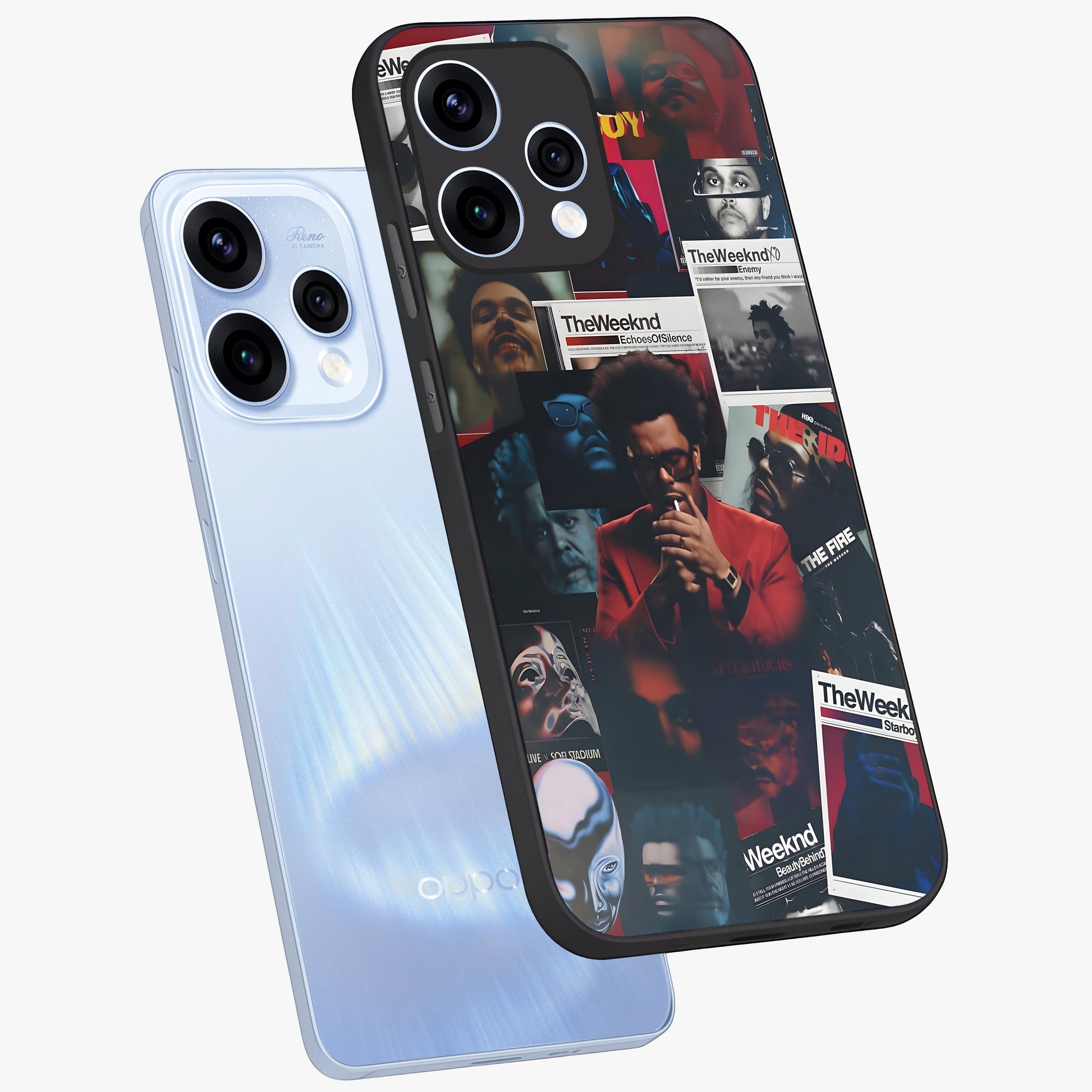 The Weeknd Glass Case displayed in angled mockup highlighting stylish pop culture inspired design with modern aesthetic.