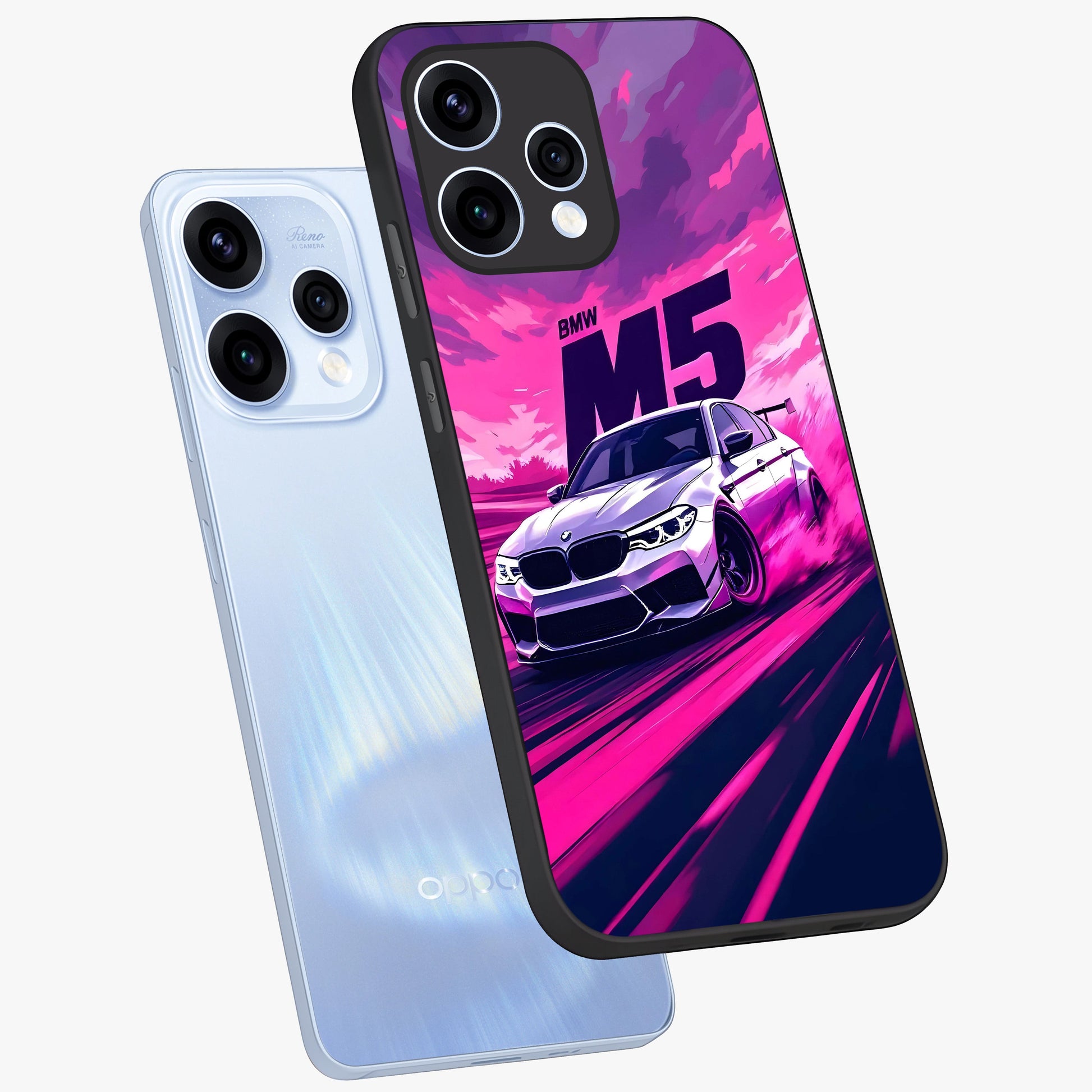 Velocity Drift Pulse Glass Case displayed in angled mockup highlighting dynamic drift design with sporty automotive aesthetic.