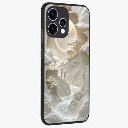 Celestial Origami Glass Case upright view showcasing creative origami artwork with modern celestial style.