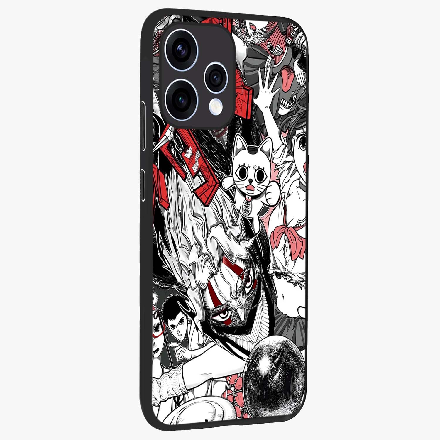 Crimson Chaos Panel Glass Case upright view showcasing intense crimson artwork with dramatic aesthetic style.