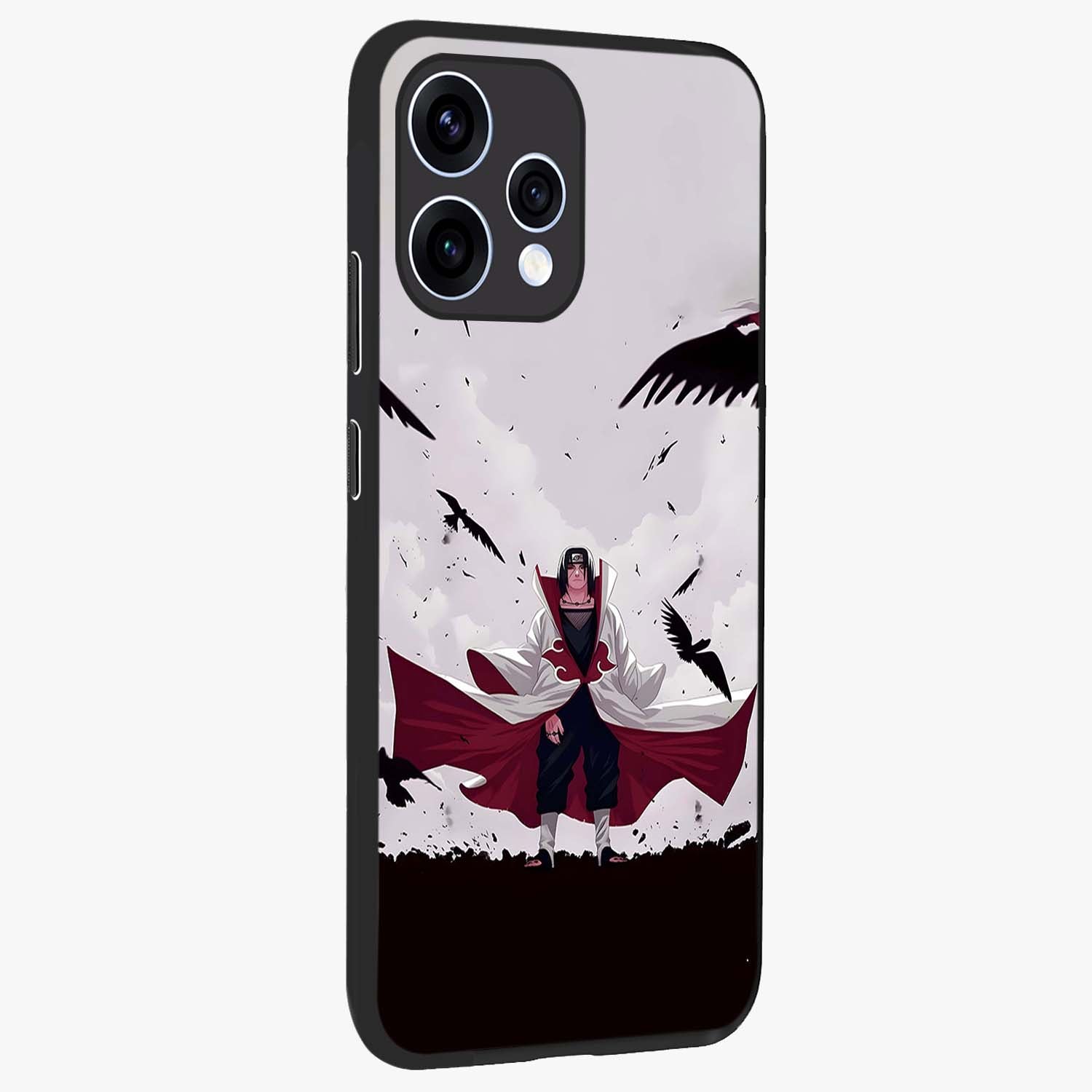 Crimson Crow Ascension Glass Case upright view showcasing dramatic crow artwork with bold gothic theme.