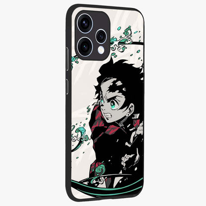 Demon Slayer Glass Case upright view showcasing powerful anime artwork with intense warrior theme.