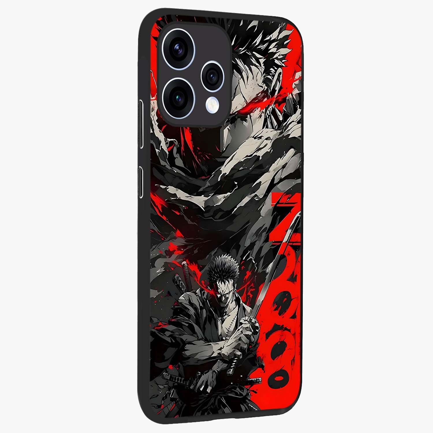 Demon Sword Resolve Glass Case upright view showcasing dramatic warrior artwork with intense battle theme.
