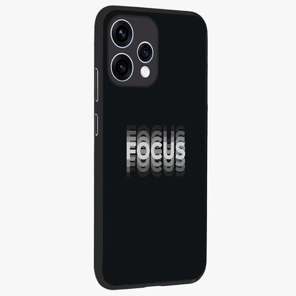 Focus Mode On Glass Case upright view showcasing strong typography statement with sleek motivational theme.