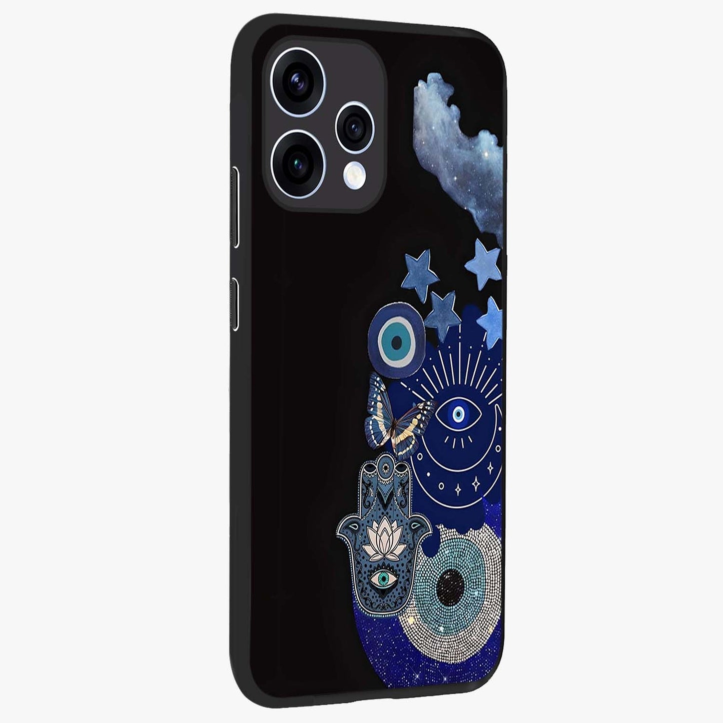Galactic Charm Cluster Glass Case upright view showcasing glowing cosmic charm artwork with magical celestial style.