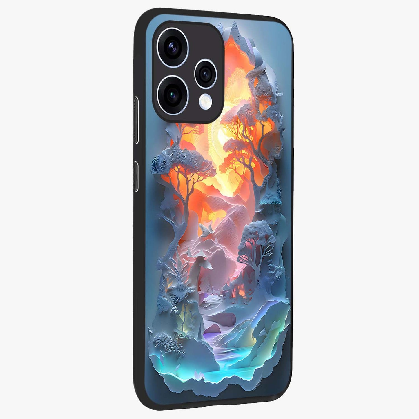 Glow Forest Portal Glass Case upright view showcasing enchanted forest portal artwork with fantasy nature theme.