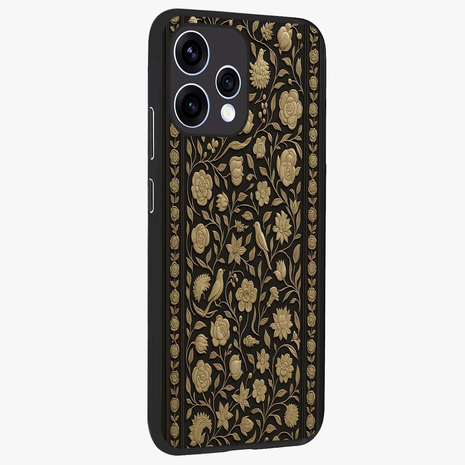 Golden Evil Eye Mandala Glass Case upright view showcasing decorative evil eye mandala artwork with spiritual aesthetic style.