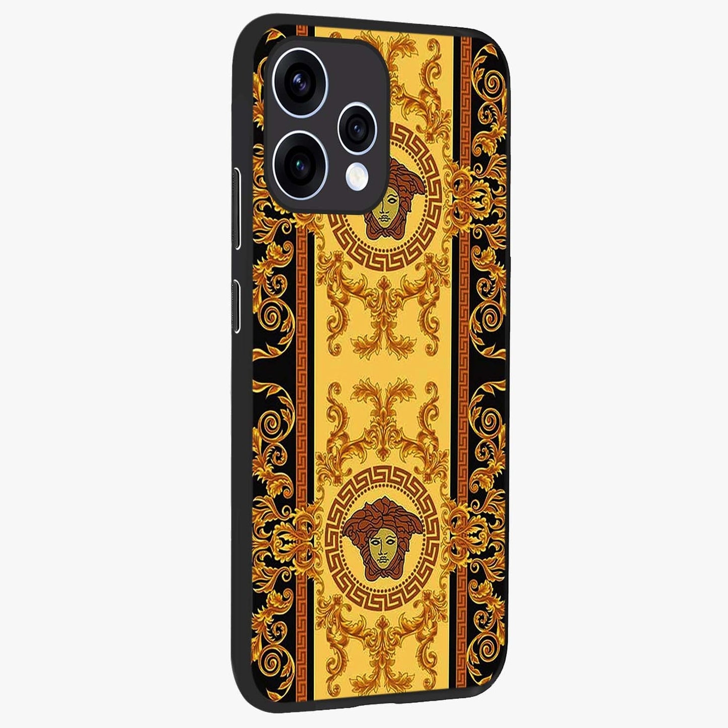 Golden Lotus Glow Glass Case upright view showcasing luminous lotus artwork with peaceful divine theme.