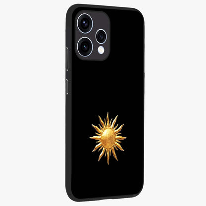 Golden Sun Minimalism Glass Case upright view showcasing haunting graveyard artwork with dramatic dark theme.