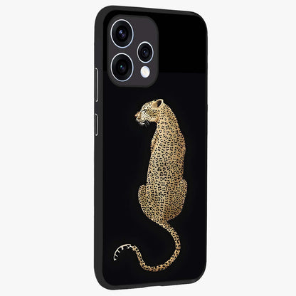 Regal Leopard Glass Case upright view showcasing striking leopard artwork with fierce wildlife theme.