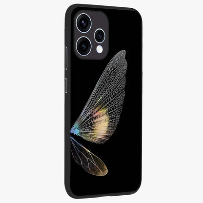 Whispers Of Wings Glass Case upright view showcasing elegant wing artwork with light airy theme.