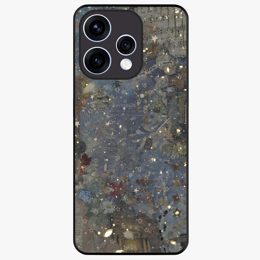 Aesthetic Astrolophia Glass Case showing flat back view with dreamy aesthetic design and glossy glass finish.