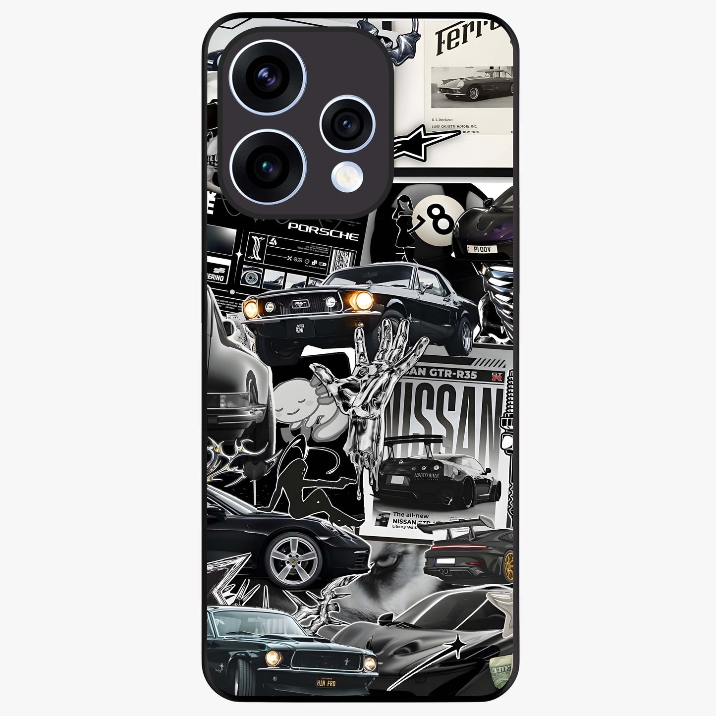Aesthetic Dark Love Glass Case showing flat back view with dark romantic artwork and glossy glass finish.