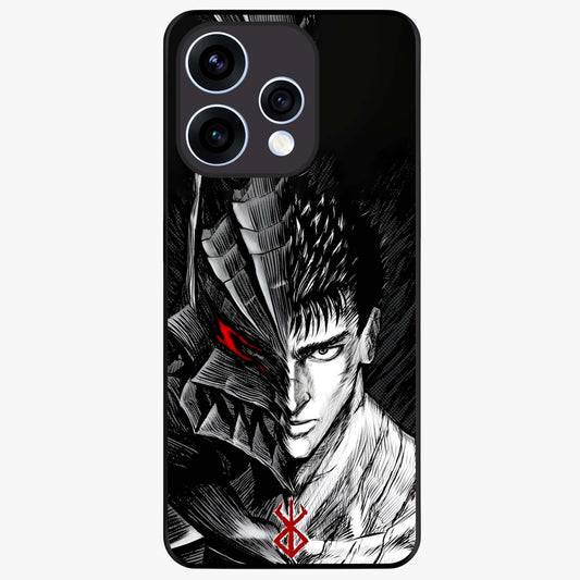 Berserker Blood Oath Glass Case showing flat back view with fierce warrior inspired artwork and glossy glass finish.