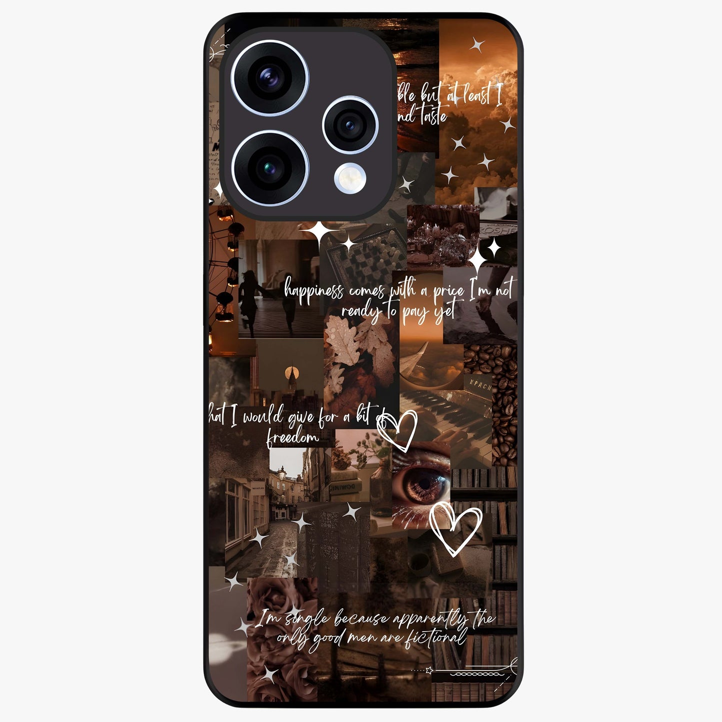 Bittersweet Aesthetic Chaos Glass Case showing flat back view with artistic chaotic aesthetic design and glossy glass finish.