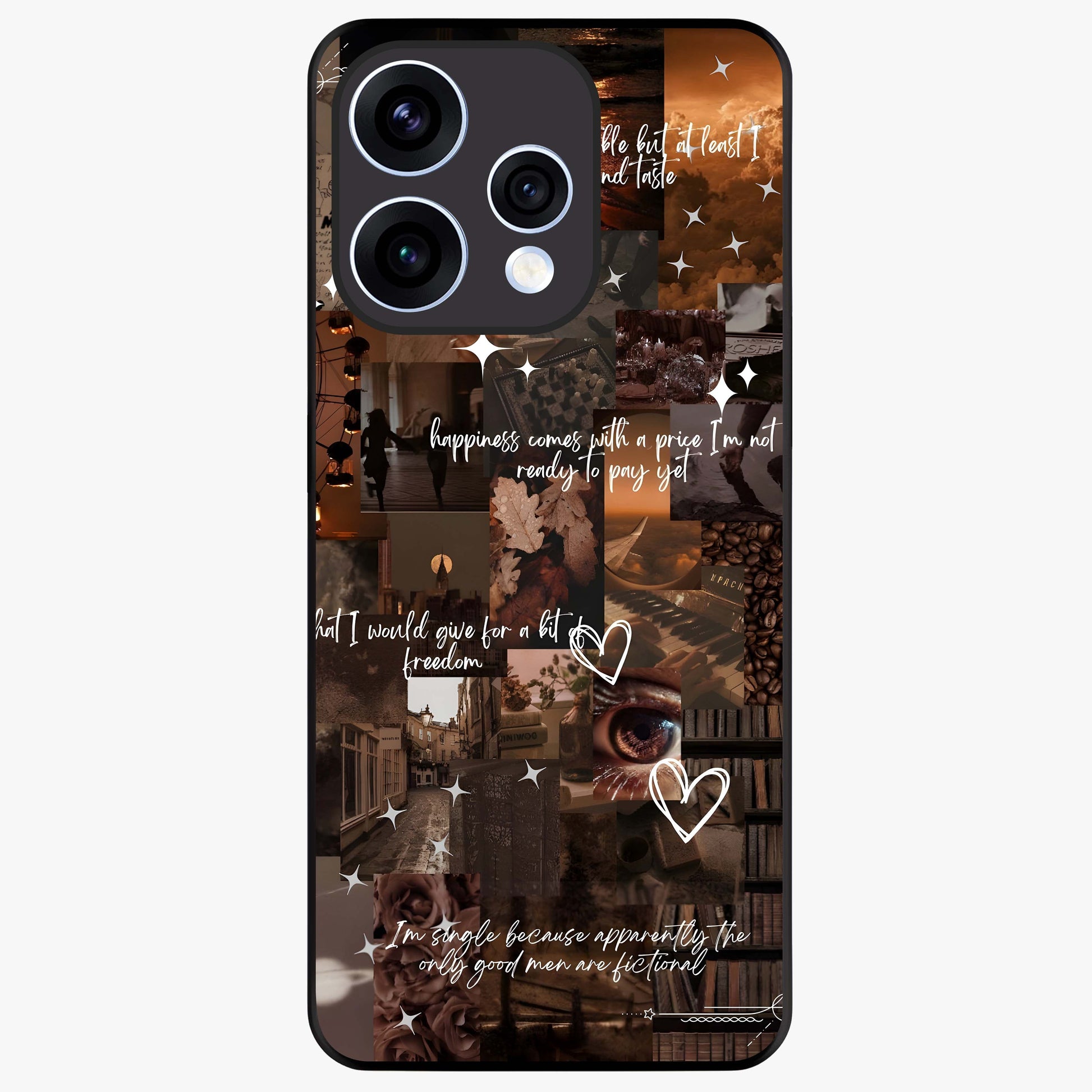 Bittersweet Aesthetic Chaos Glass Case showing flat back view with artistic chaotic aesthetic design and glossy glass finish.
