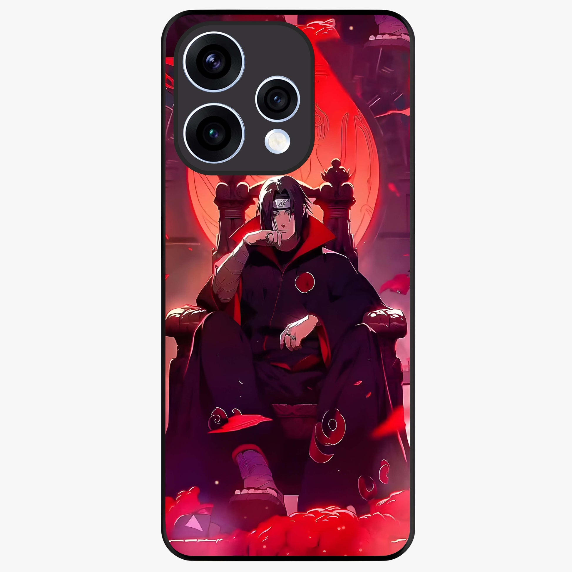 Blood Moon Sovereign Glass Case showing flat back view with mystical blood moon artwork and glossy glass finish.