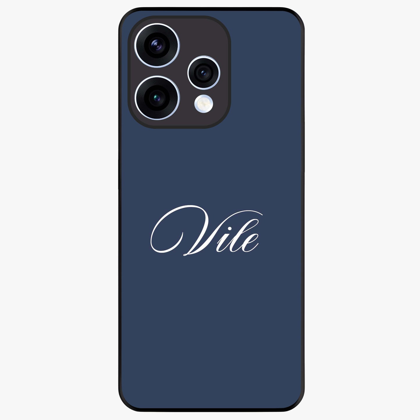 Blue Background Personalized Custom Name Glass Case showing flat back view with minimal blue background and custom name design.