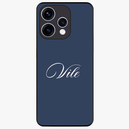 Blue Background Personalized Custom Name Glass Case showing flat back view with minimal blue background and custom name design.