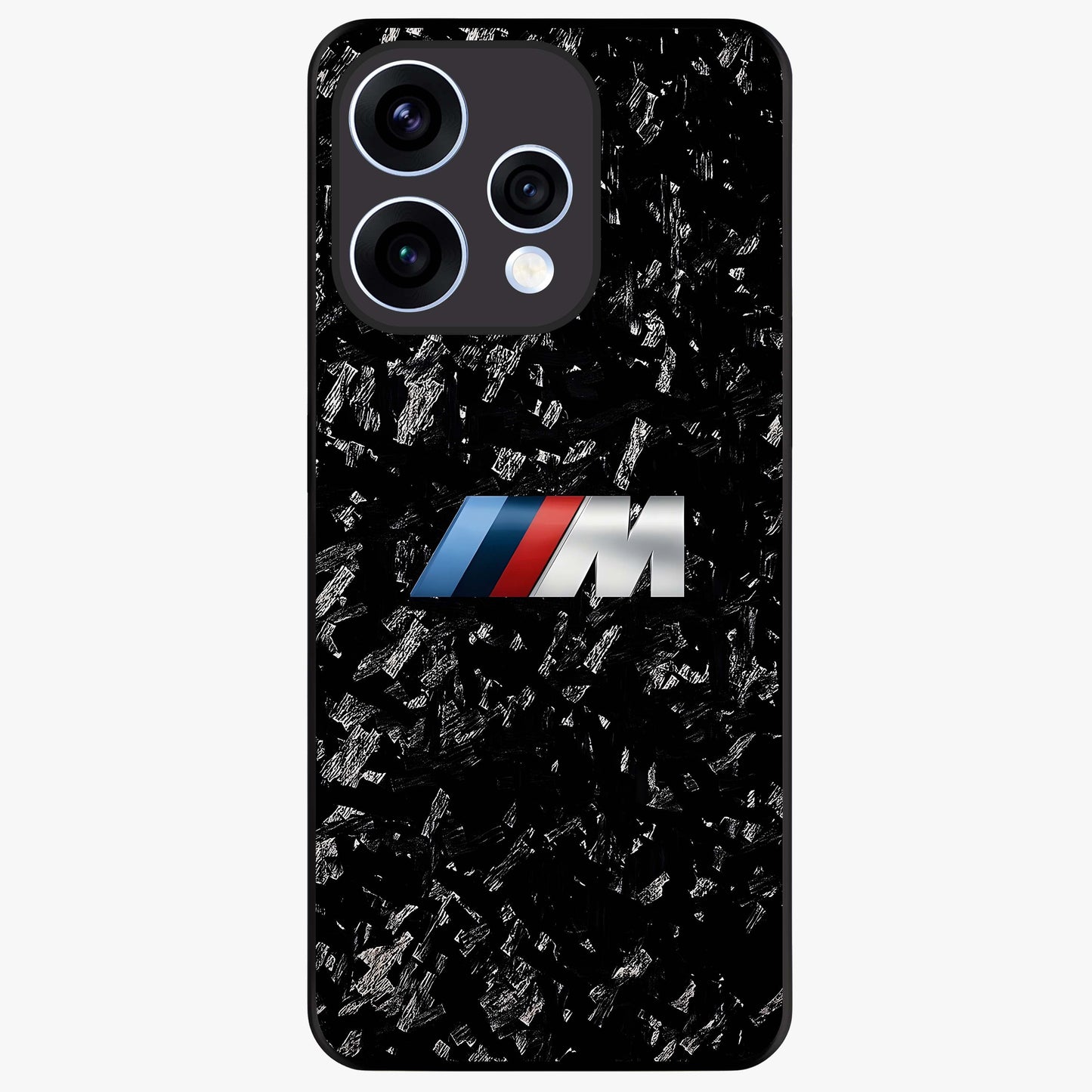 Carbon Speed Mark Glass Case showing flat back view with sporty carbon pattern artwork and glossy glass finish.