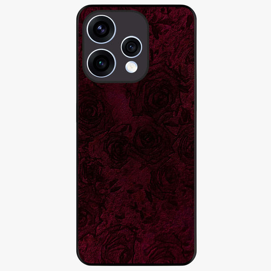 Crimson Fade Flow Glass Case showing flat back view with flowing crimson gradient artwork and glossy glass finish.