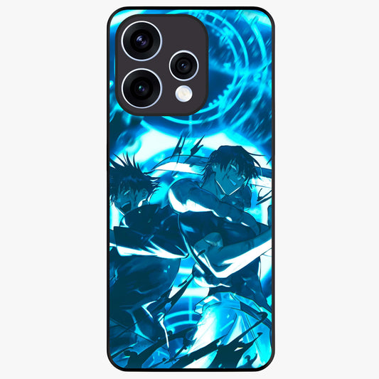 Cursed Energy Clash Glass Case showing flat back view with intense cursed energy artwork and glossy glass finish.