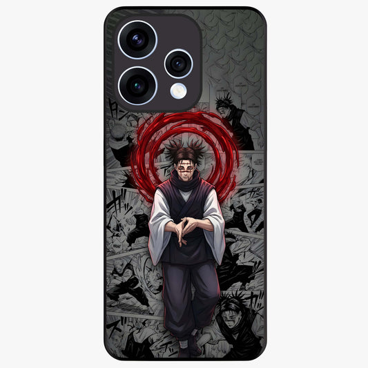 Cursed Ritual Ascension Glass Case showing flat back view with dark ritual themed artwork and glossy glass finish.