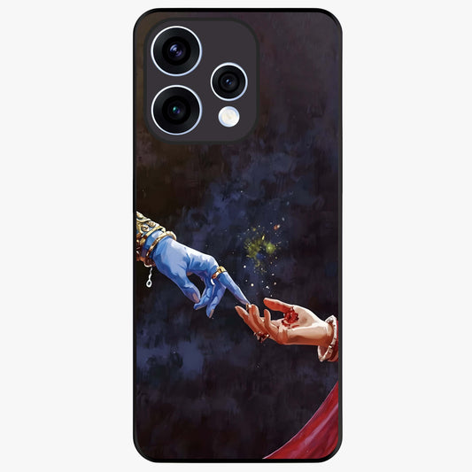 Divine Touch Eternal Glass Case showing flat back view with spiritual themed artwork and glossy glass finish.