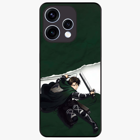 Emerald War Vanguard Glass Case showing flat back view with powerful warrior themed artwork and glossy glass finish.