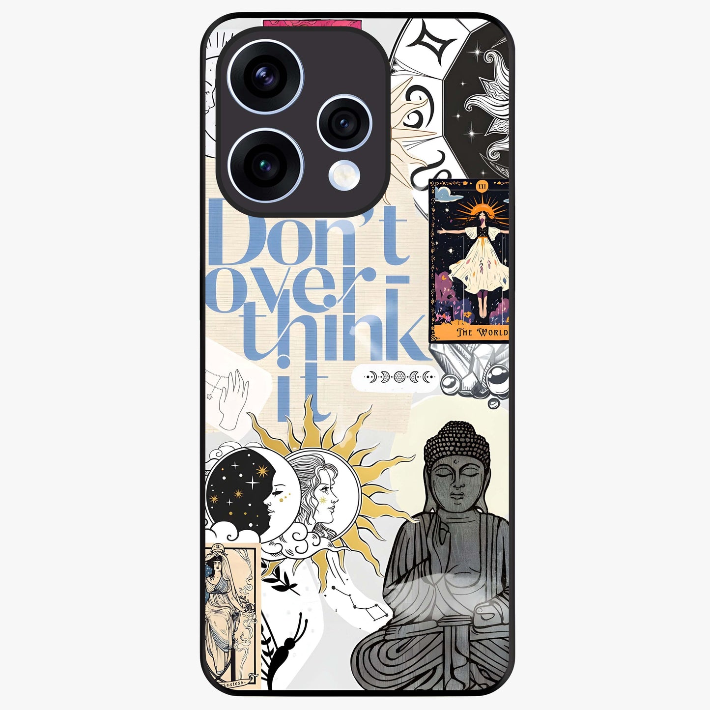 Ethereal Thoughts Glass Case showing flat back view with dreamy artistic artwork and glossy glass finish.