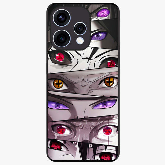Eyes of Destiny Glass Case showing flat back view with striking eye themed artwork and glossy glass finish.