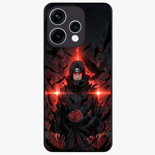 Focused Blade Discipline Glass Case showing flat back view with warrior sword themed artwork and glossy glass finish.