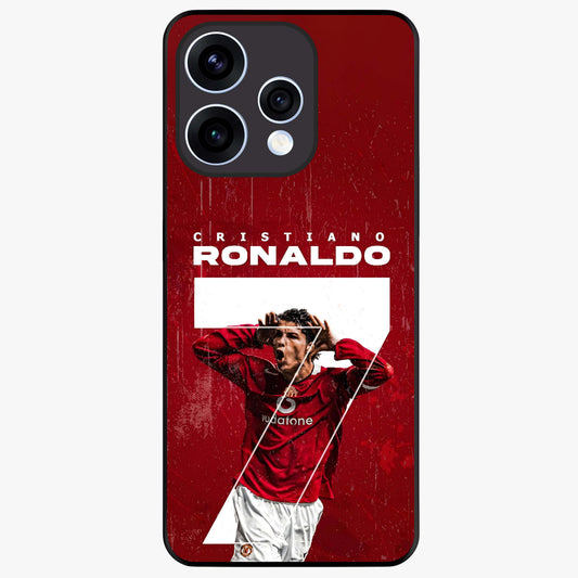 Goal Celebration Legacy Glass Case showing flat back view with football celebration inspired artwork and glossy glass finish.