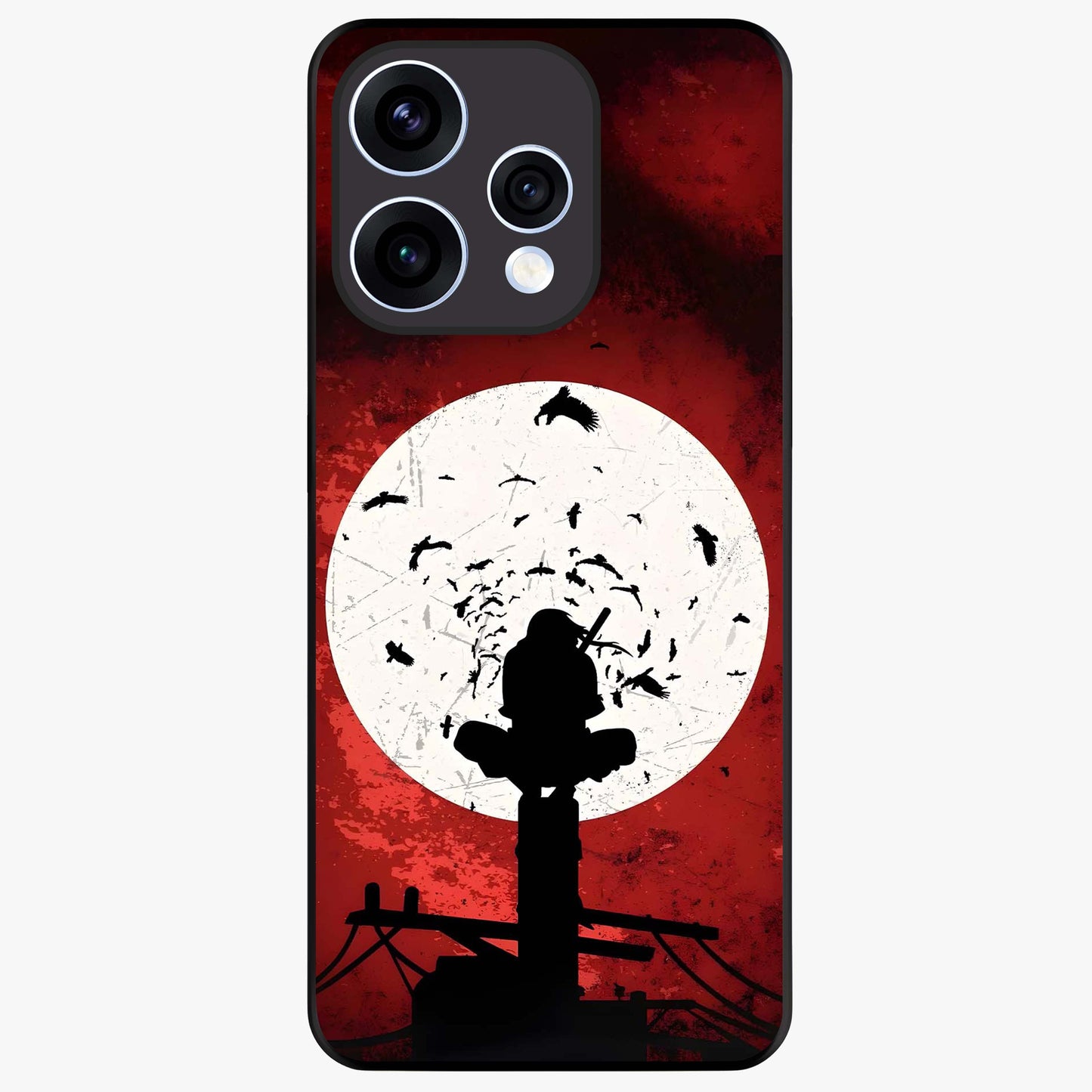 Itachi Limited Edition Naruto Anime Glass Case showing flat back view with iconic anime character artwork and glossy glass finish.