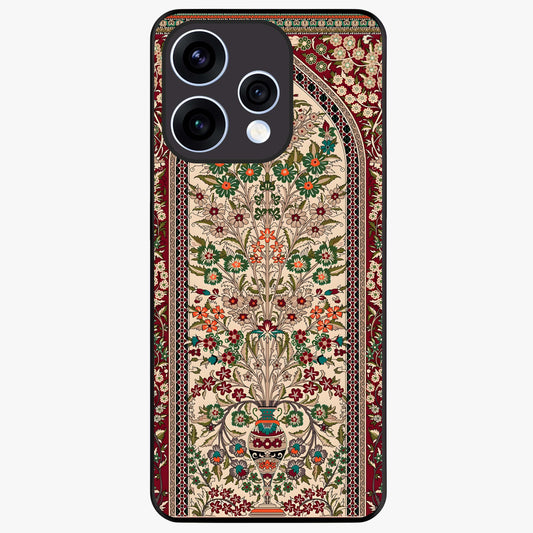 Persian Inspired Glass Case showing flat back view with ornate Persian style pattern artwork and glossy glass finish.
