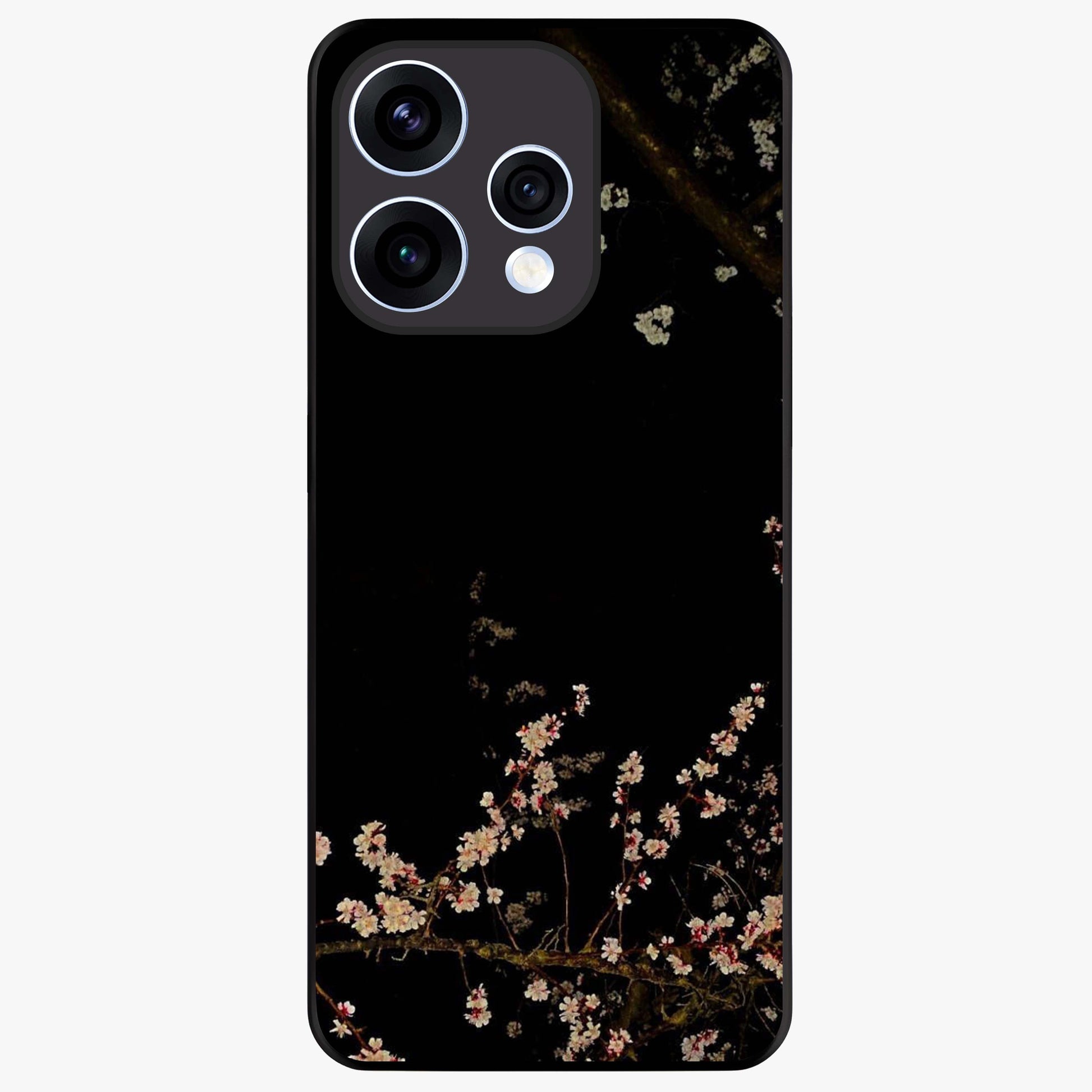 Petal Moon Light With Custom Name Glass Case showing flat back view with floral moonlight artwork and personalized name design.