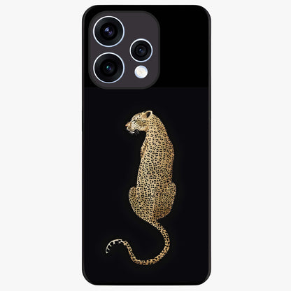 Regal Leopard Glass Case showing flat back view with bold leopard artwork and glossy glass finish.