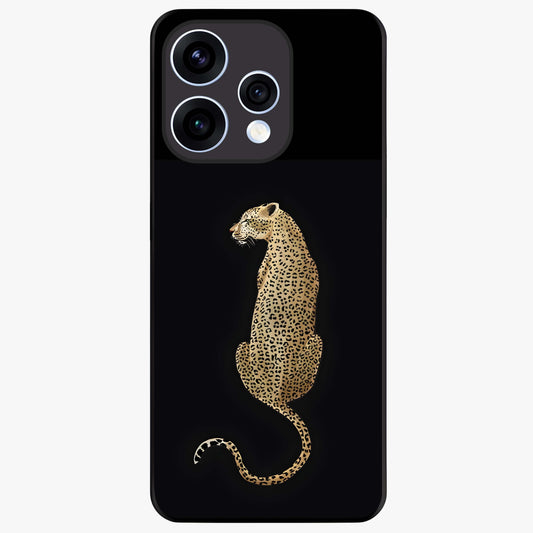 Regal Leopard Glass Case showing flat back view with bold leopard artwork and glossy glass finish.