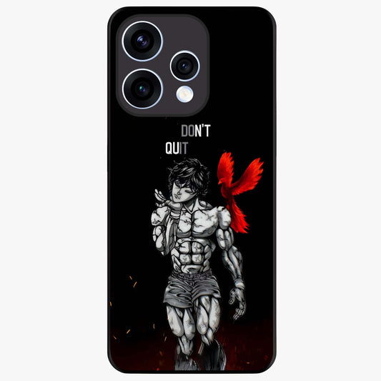Rise Beyond Limits Glass Case showing flat back view with motivational typography artwork and glossy glass finish.